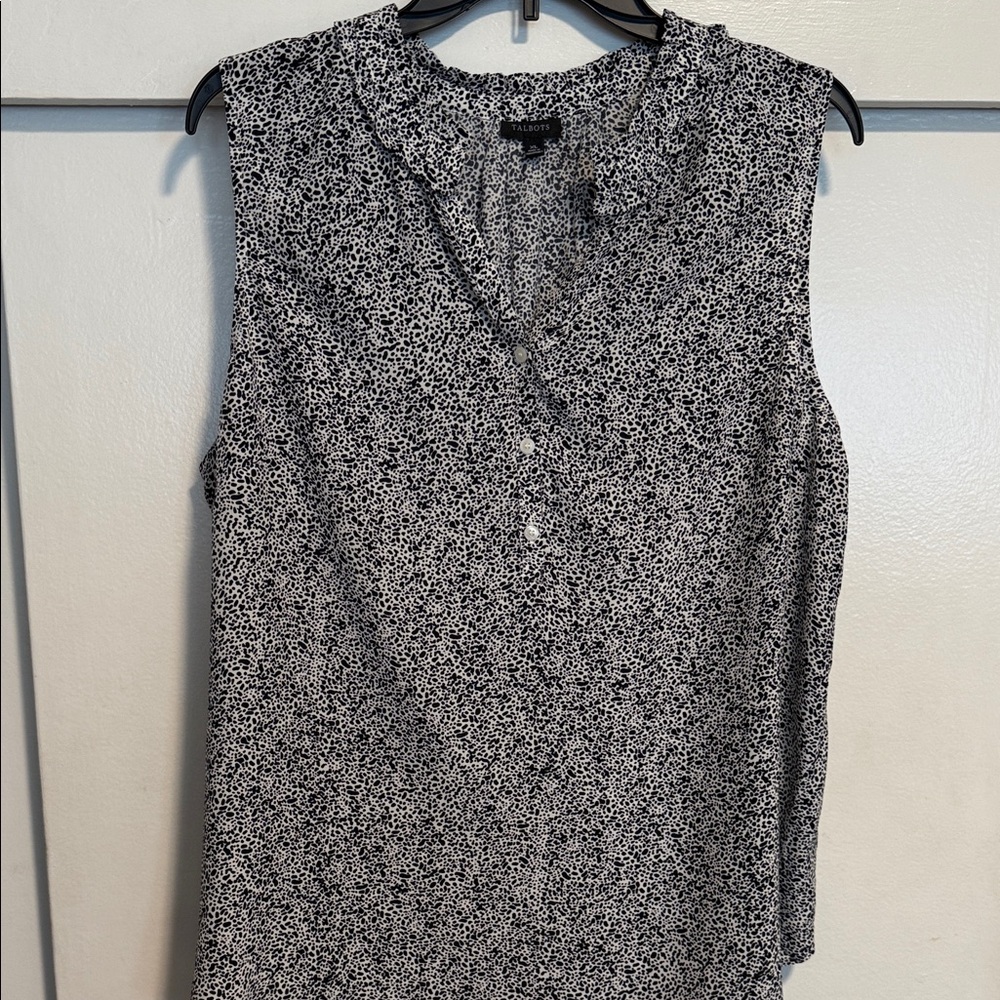Talbots Black and White Sleeveless Blouse - Picture 3 of 4